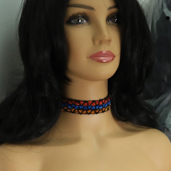 Fancy Choker Multi Color Adjustable Length Multi Colors Wide Trim chokers (#83) - Picture 3 of 11